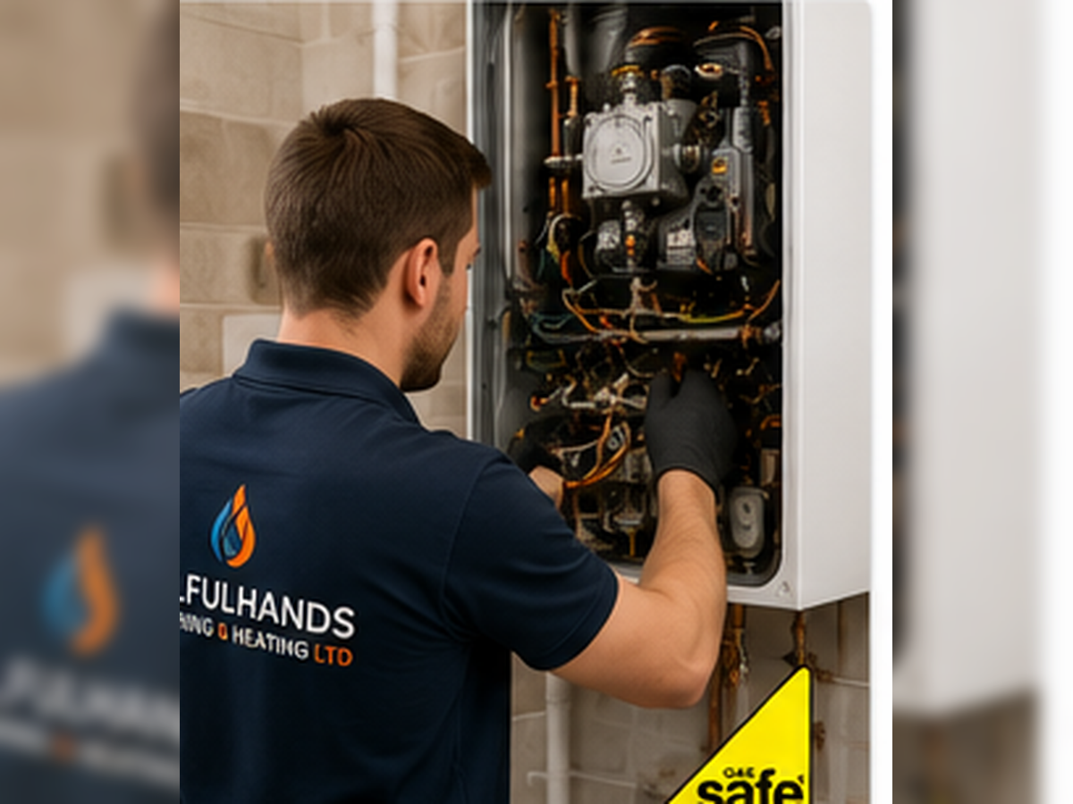 Gas Safe engineer servicing a domestic boiler for a Kent homeowner