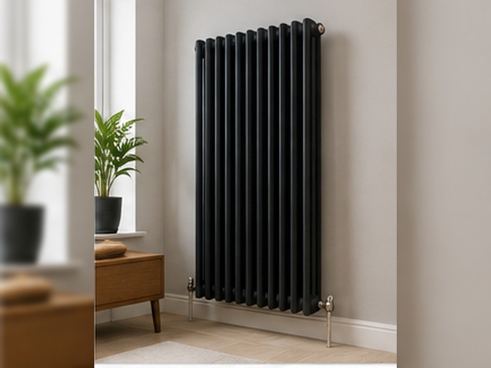 Modern central heating system installation with radiators and controls in a Kent home
