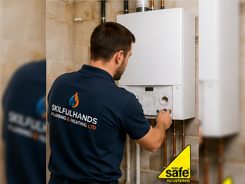 Skilfulhands gas boiler installation engineer working on a modern boiler in Kent