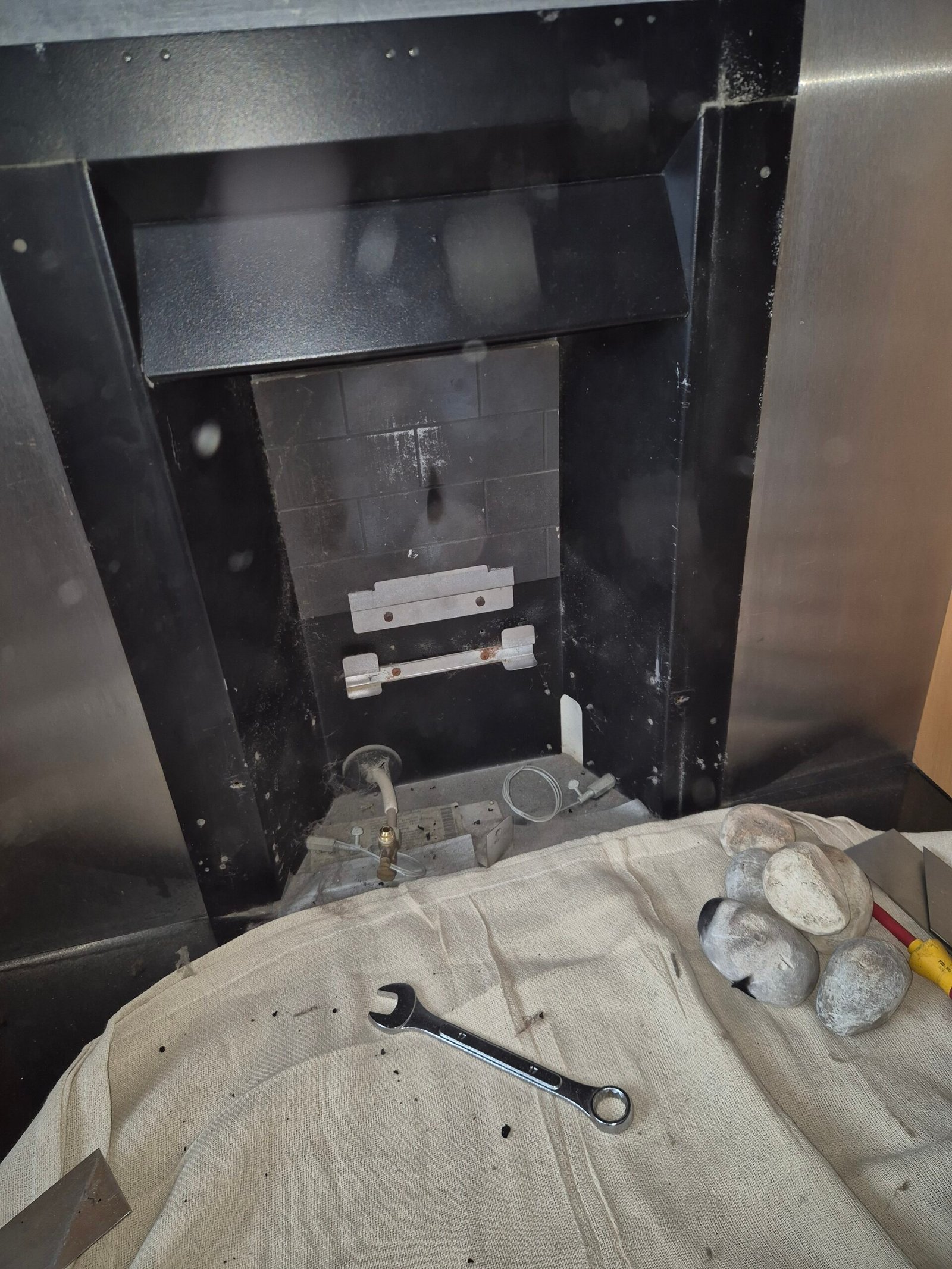 Modern black boiler in kitchen