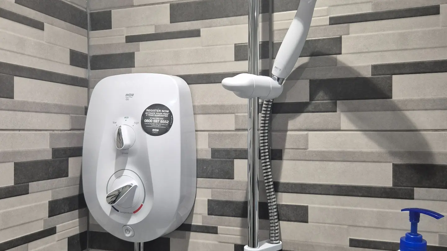 Electric shower unit close-up